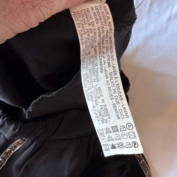 ZARA Black Jogger Pants Embellished Side Stripe Drawstring‎ Waist Tencel Size S - Picture 10 of 16